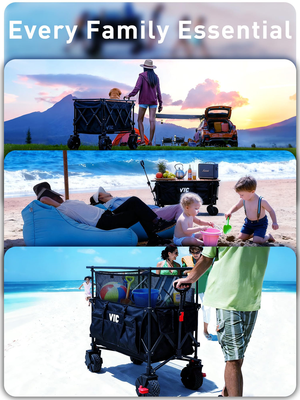 700L Double Tabletop Wagon with Big Wheel I126