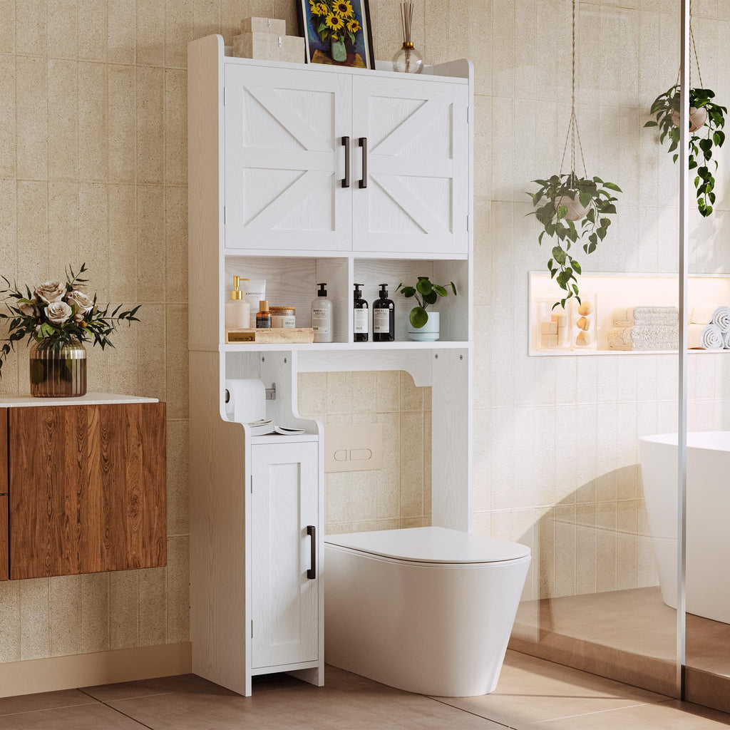 White Over The Toilet Storage Cabinet with Adjustable Shelves M33130
