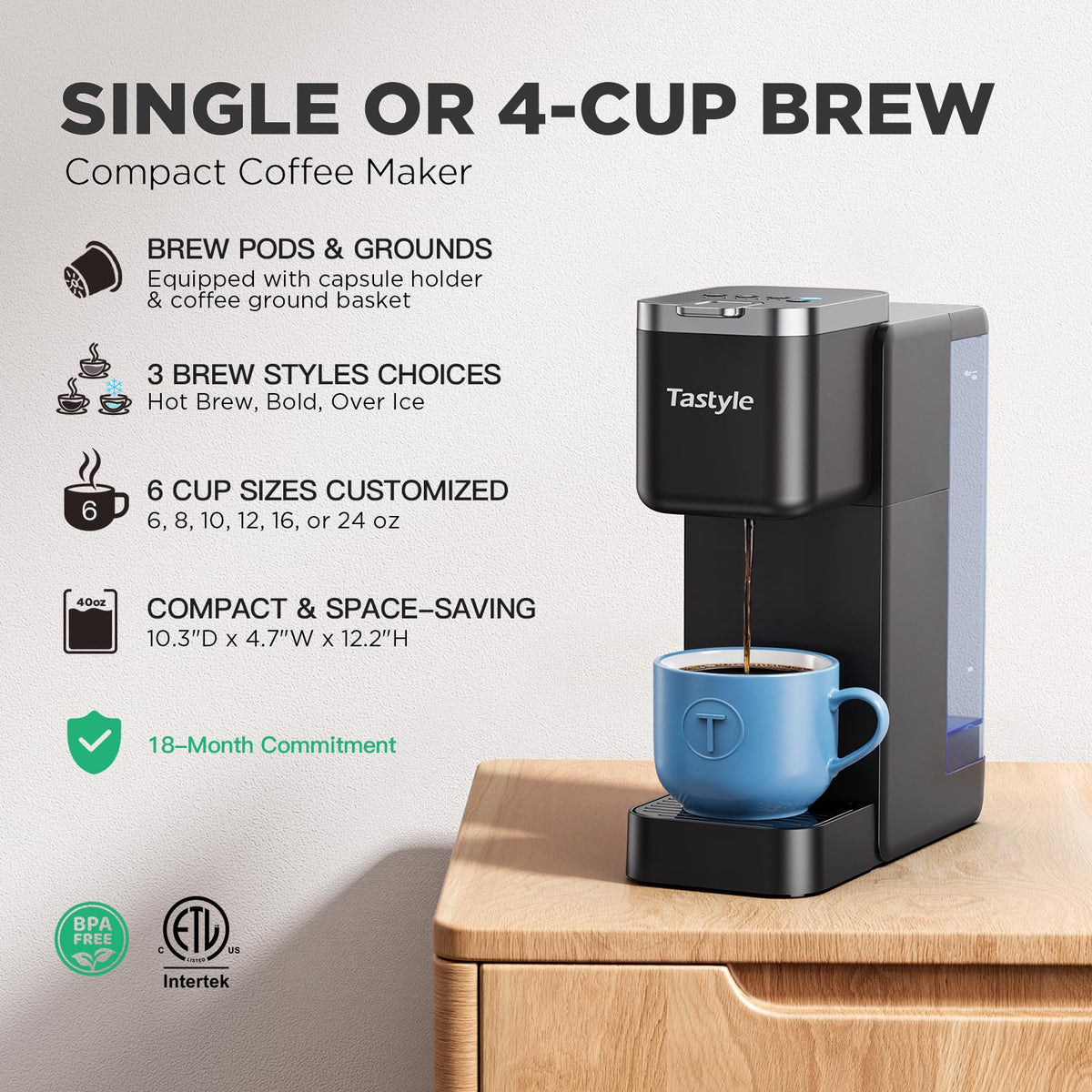 Single Serve Coffee Maker with 3 Brew Styles W39054