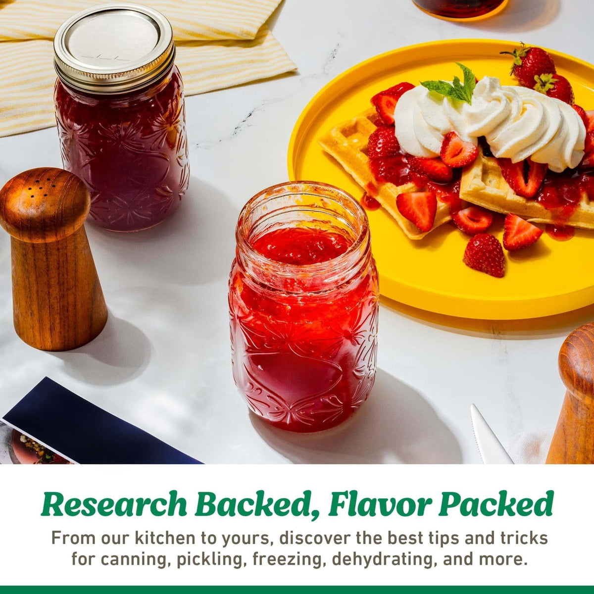 16 Oz Wide Mouth Glass Mason Jars with Lids & Bands, 12-Pack E201813