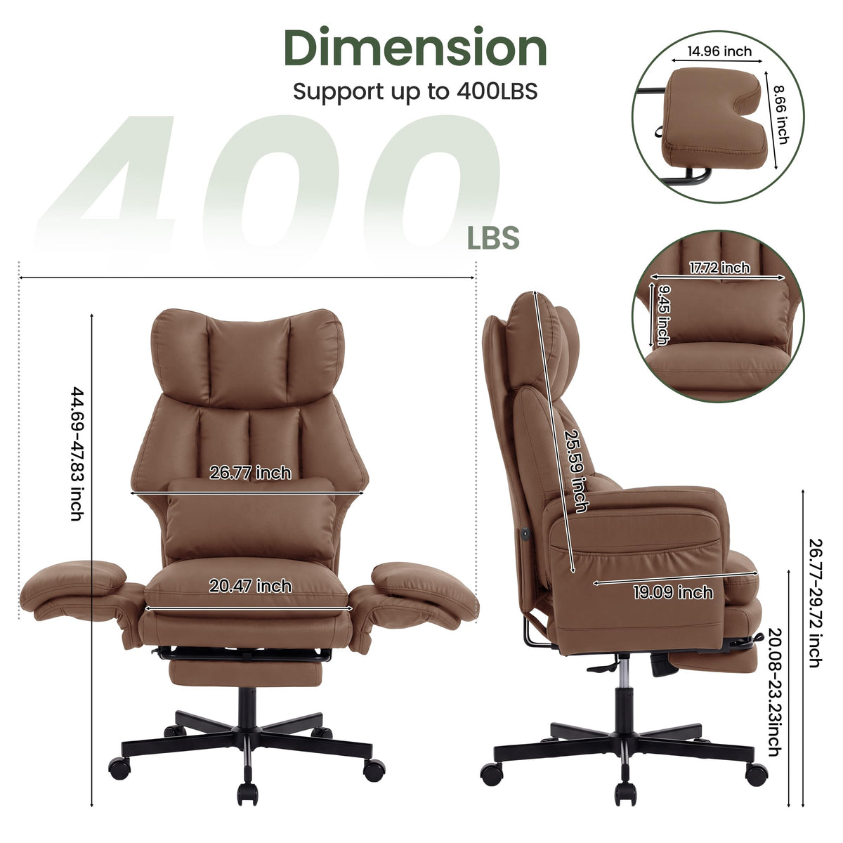 3D Kneading Massage Office Chair with Footrest U5546