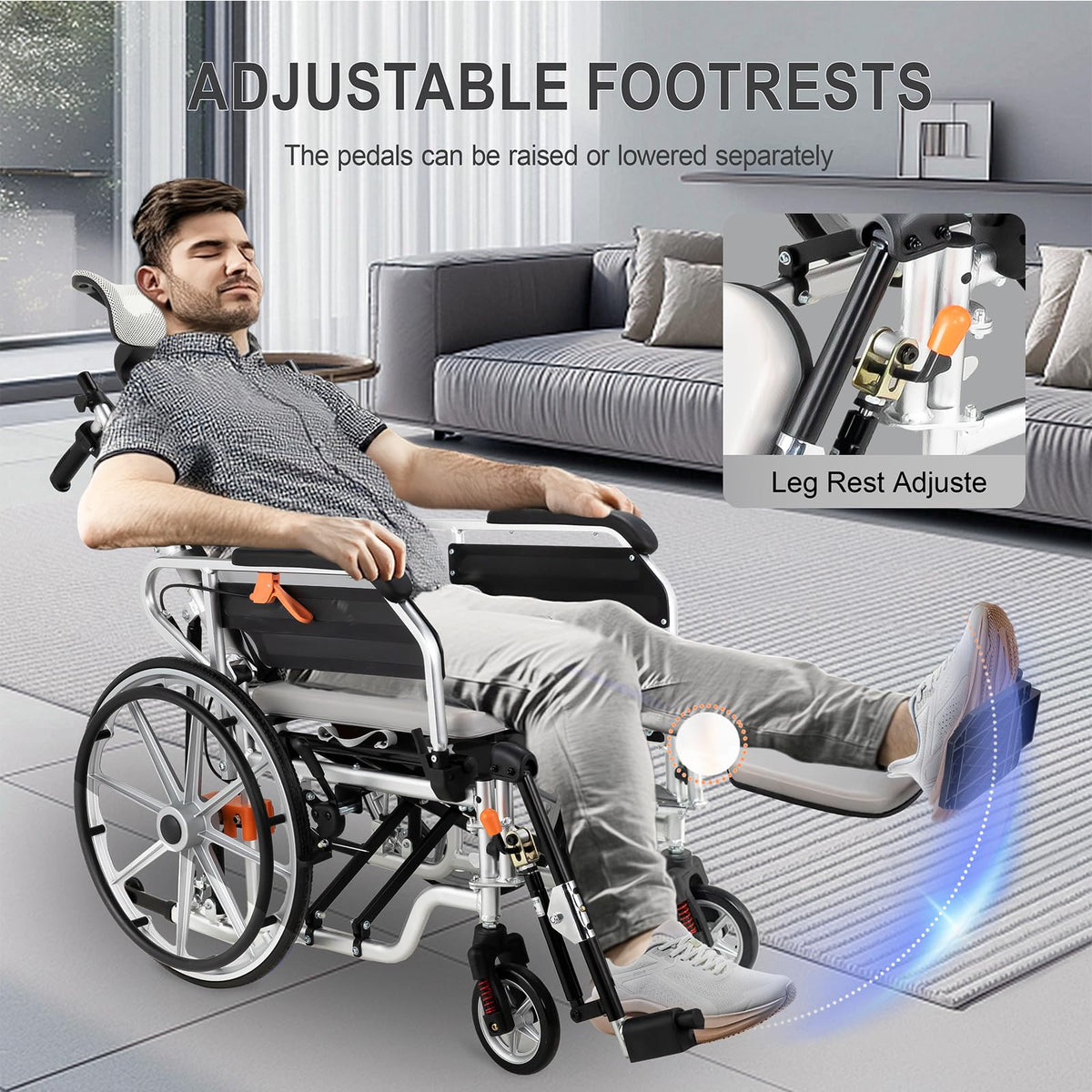 5-in-1 Reclining Wheelchair with 18.5" Wide Seat E767994