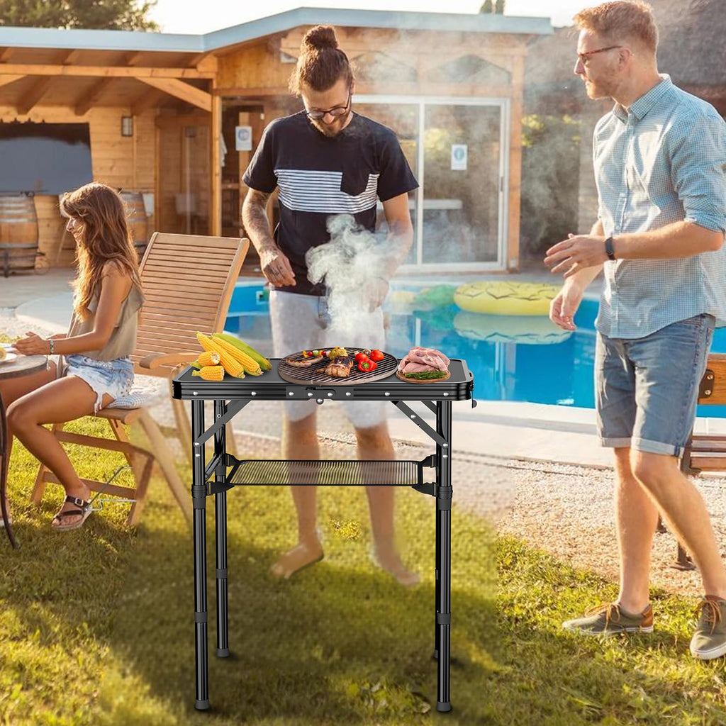 2 FT Folding Camping Table with 3 Adjustable Height L914854