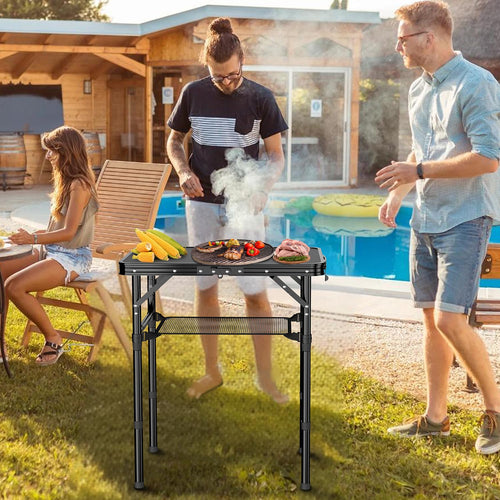 2 FT Folding Camping Table with 3 Adjustable Height L914854