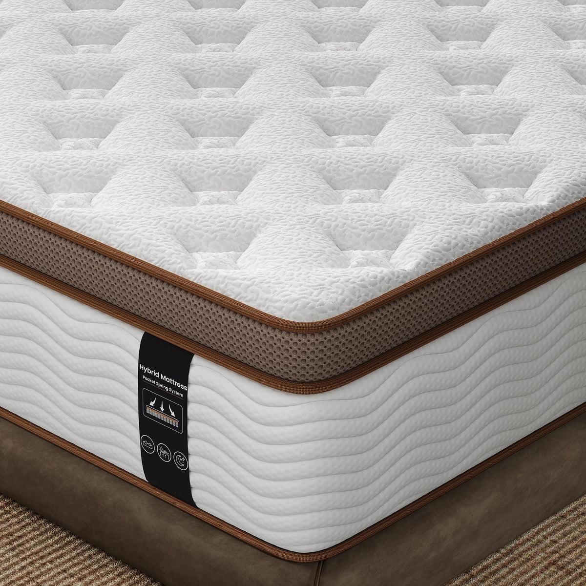 Queen Size 14 Inch Hybrid Mattress with Memory Foam D7970