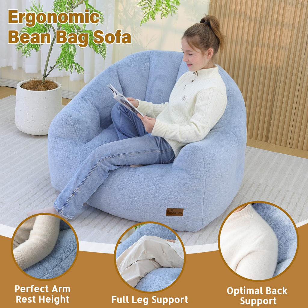 Light Blue Corduroy Bean Bag Chair W801
