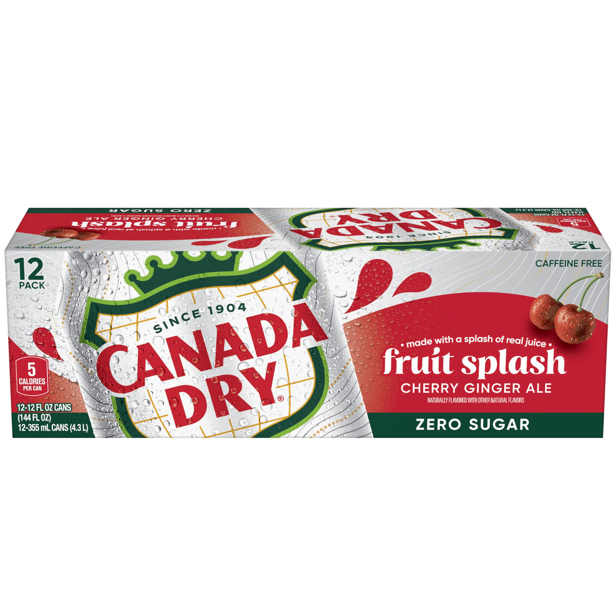 Zero Sugar Cherry Ginger Ale Soda, 12 fl. oz. Cans, 12 Pack T857095