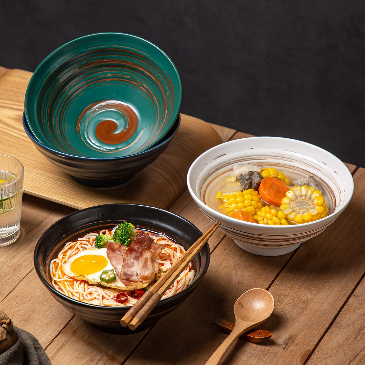 Multicolor Ceramic Ramen Bowl Set of 4 C751004