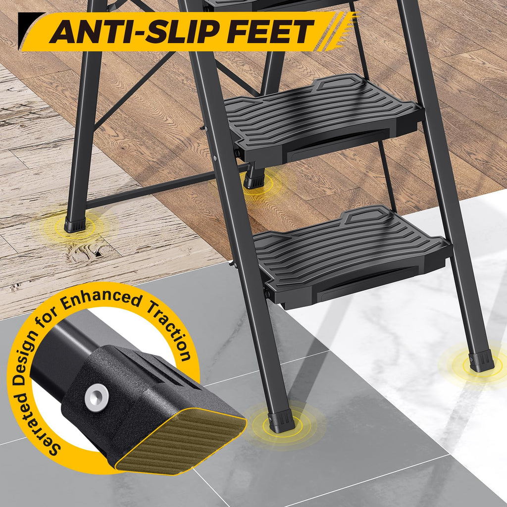 2 Folding Steel Step Ladder with Handrail C2500