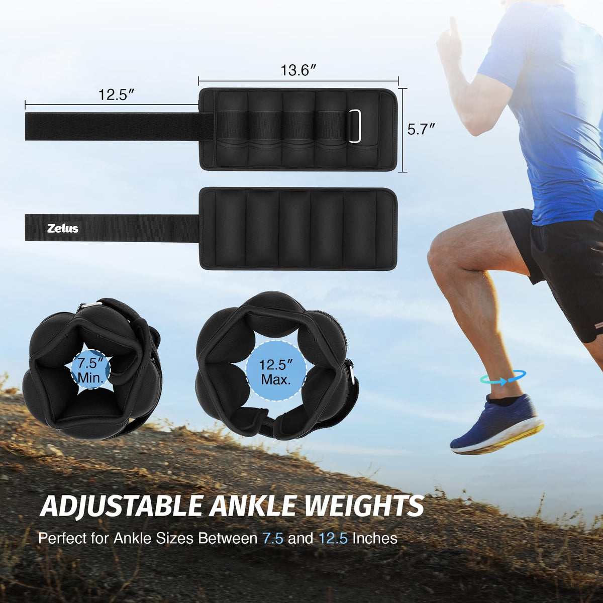 Adjustable Ankle Weights Set with Removable Sandbags N9262