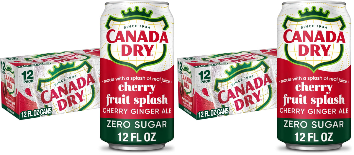 Zero Sugar Cherry Ginger Ale Soda, 12 fl. oz. Cans, 12 Pack T857095