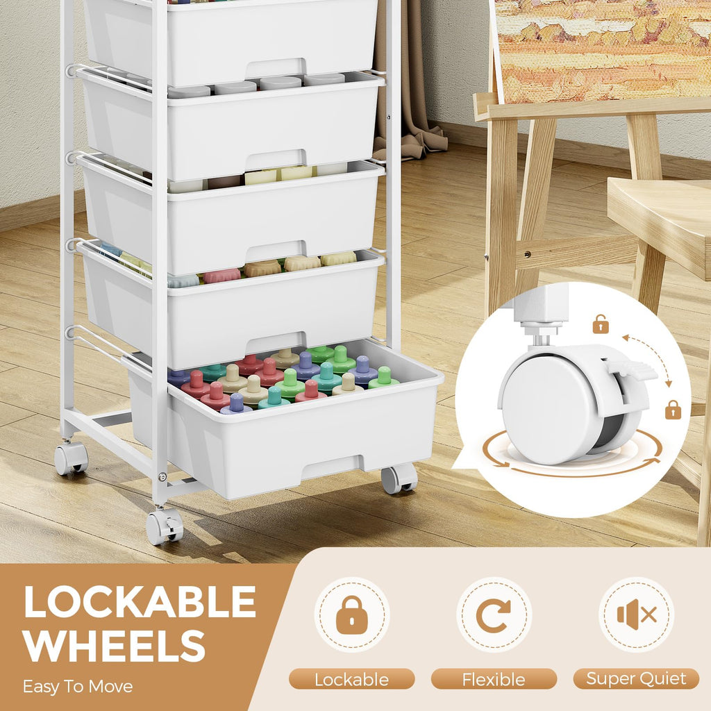 6 Drawer Rolling Storage Cart with Wooden Top and Wheels X486104