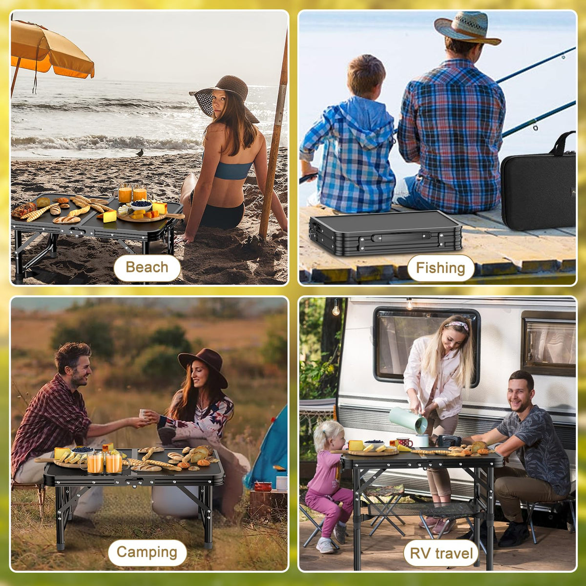 2 FT Folding Camping Table with 3 Adjustable Height L914854