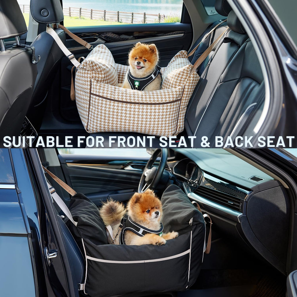 Waterproof Dog Car Seat with Safety Leash, Black V2241