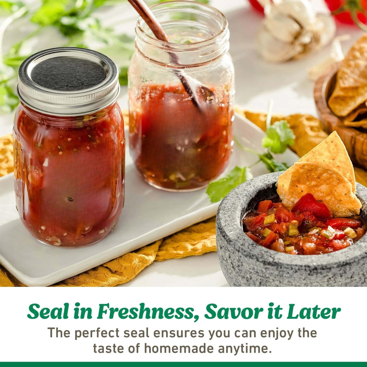 16 Oz Wide Mouth Glass Mason Jars with Lids & Bands, 12-Pack E201813