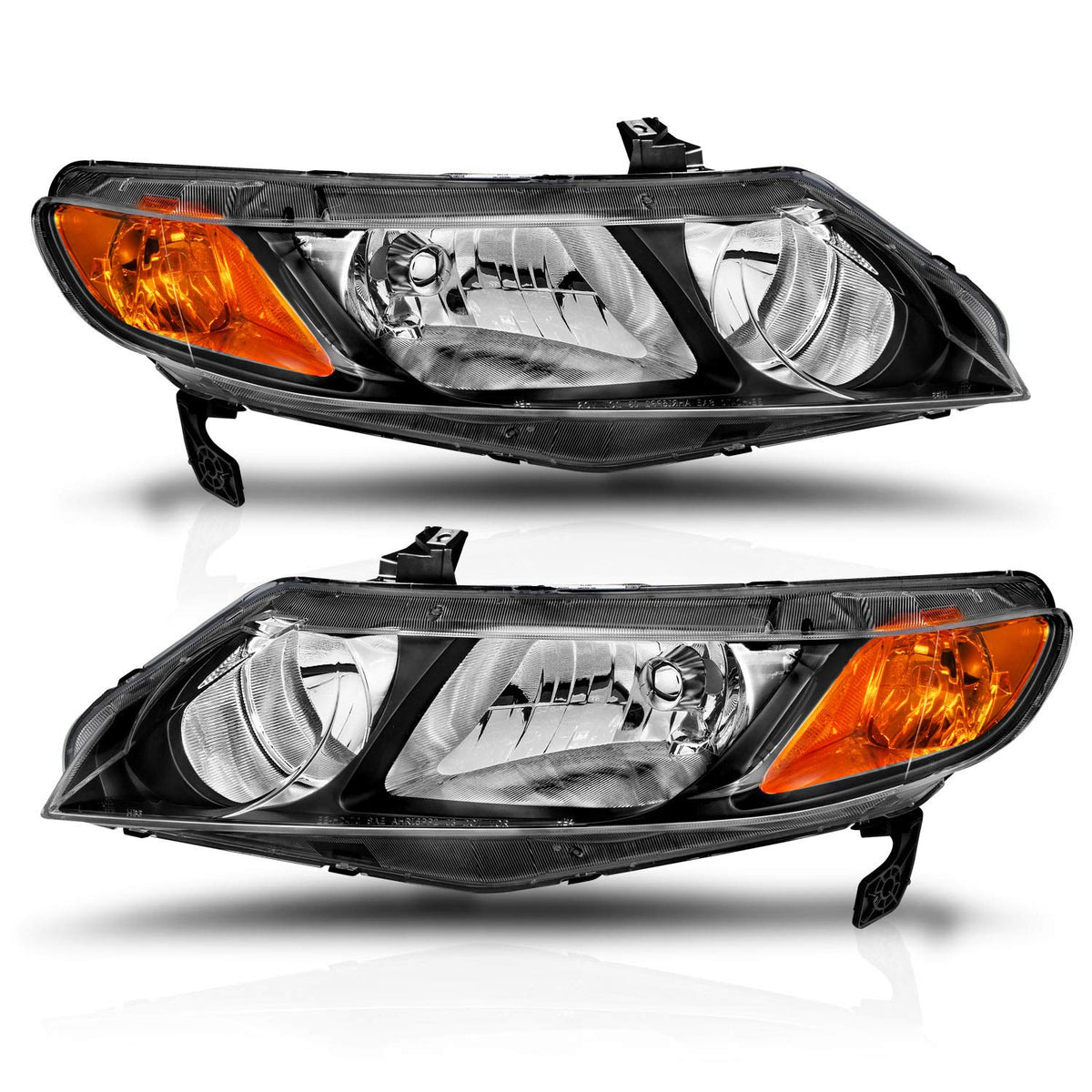 Black Replacement Halogen Headlights Set K7608