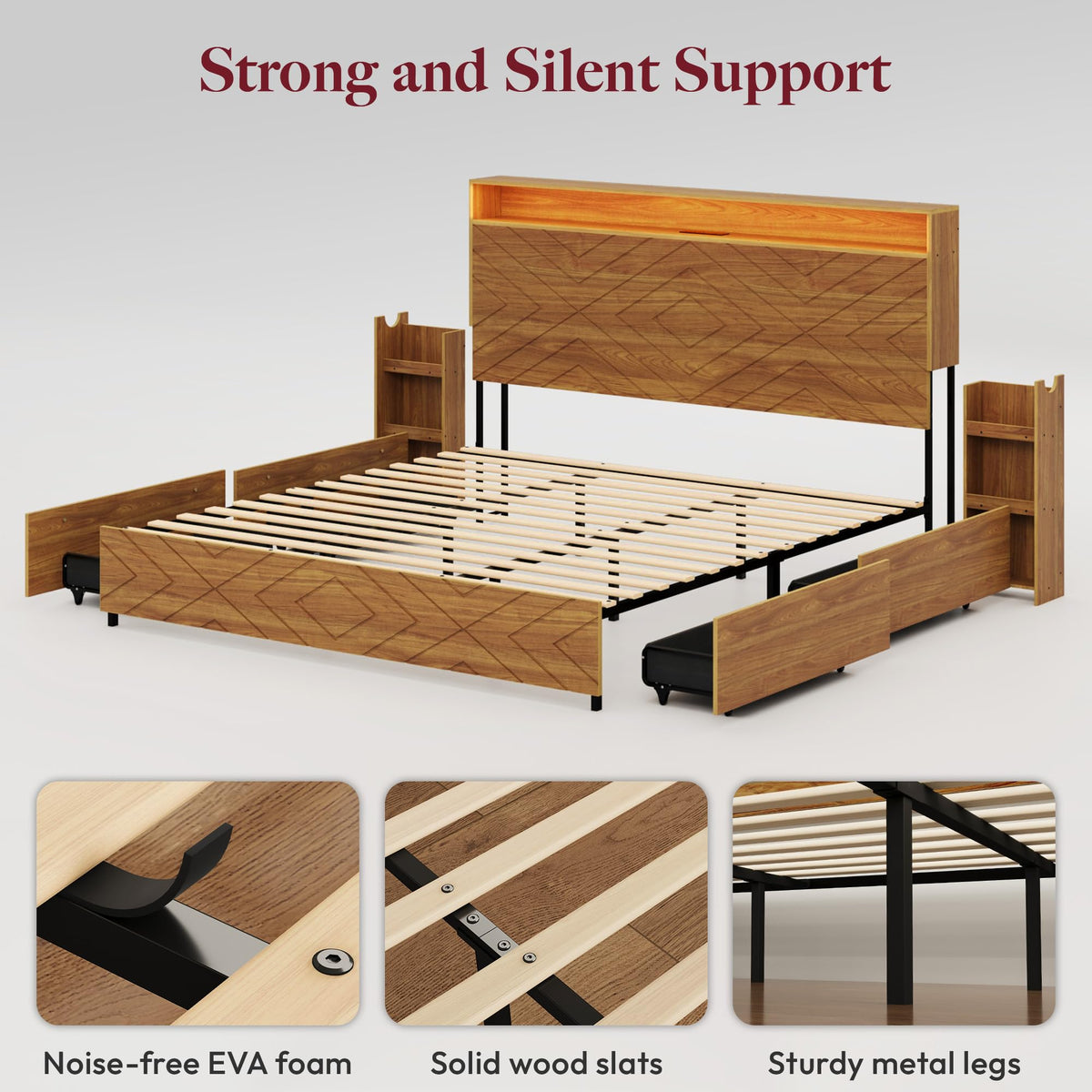 Queen Bed Frame with 4 Drawers L726