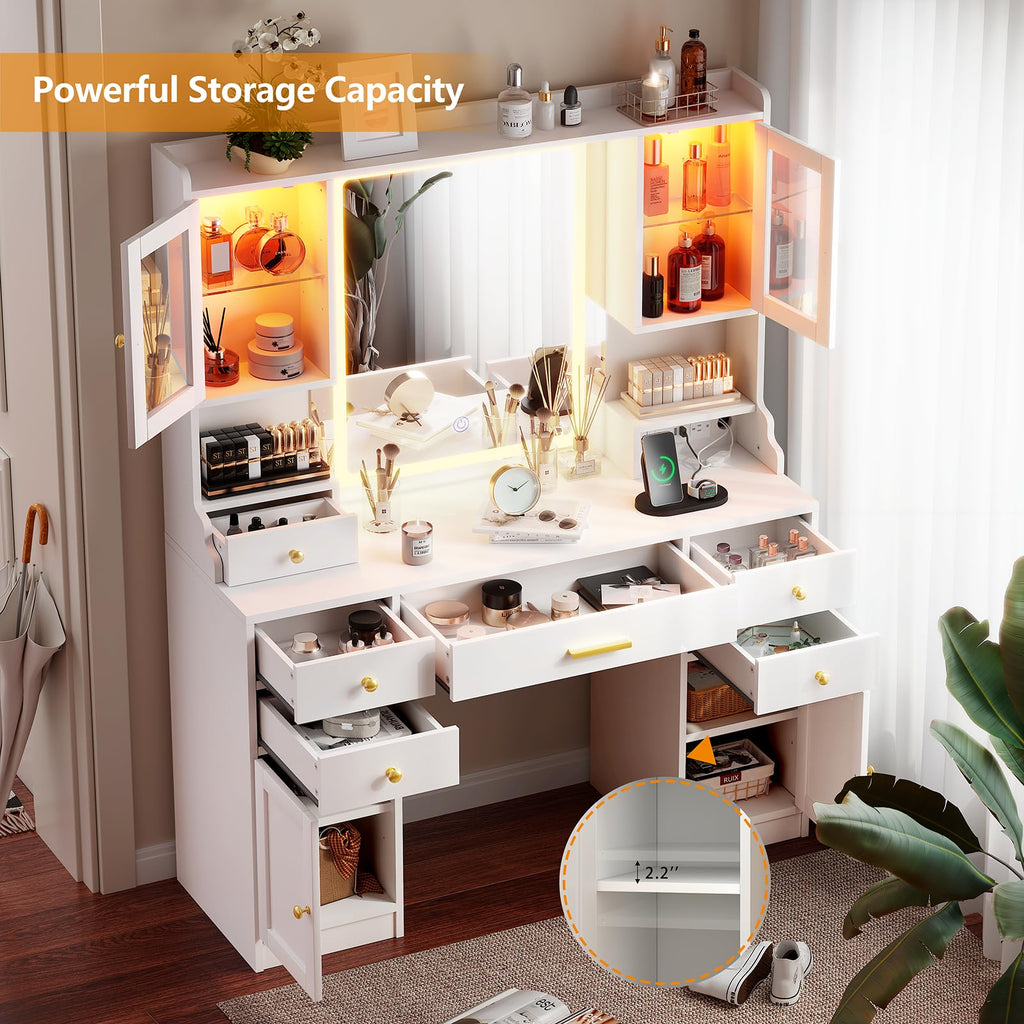 White Makeup Vanity Desk with LED Mirror P60742
