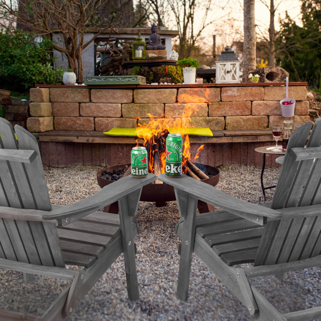 Wood Folding Adirondack Chair Set of 2 Gray V32903