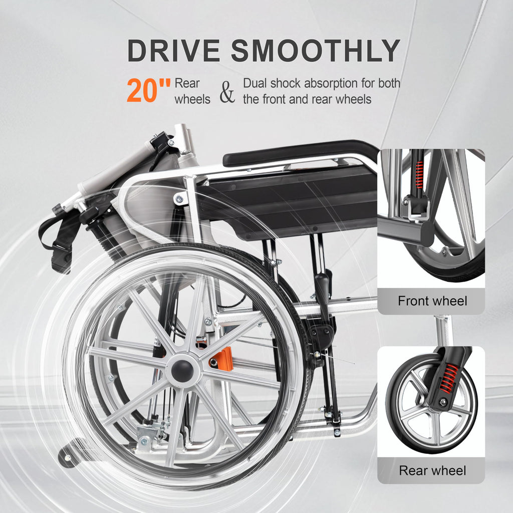 5-in-1 Reclining Wheelchair with 18.5" Wide Seat E767994