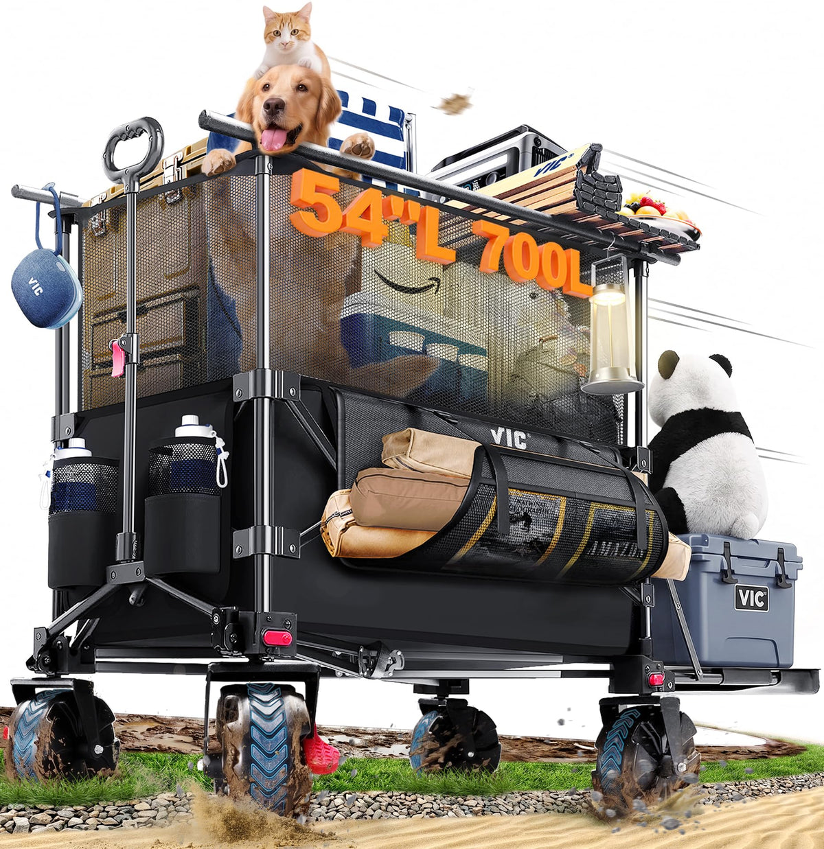 700L Double Tabletop Wagon with Big Wheel I126