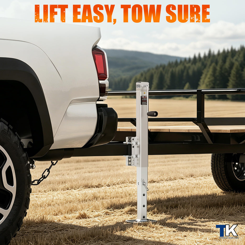 Square Trailer Jack, 15" Lift, Heavy Duty Swivel S584