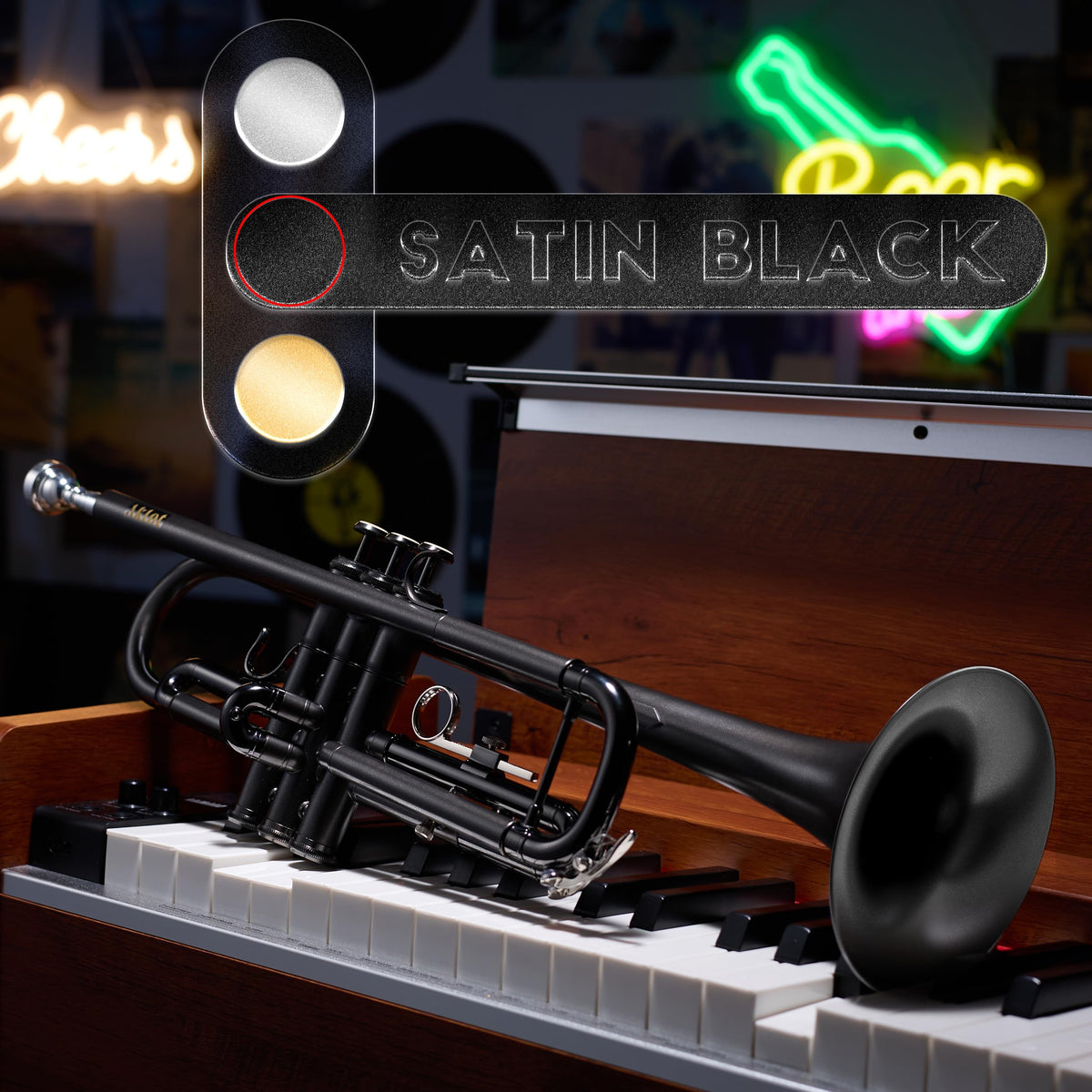 Satin Black Bb Trumpet with Hard Case Y897