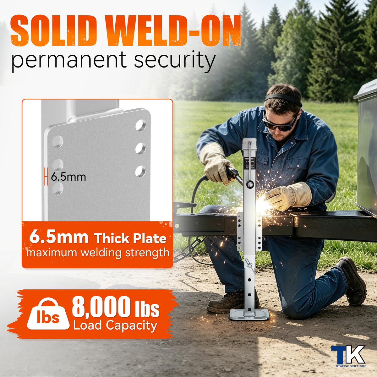 Square Trailer Jack, 15" Lift, Heavy Duty Swivel S584