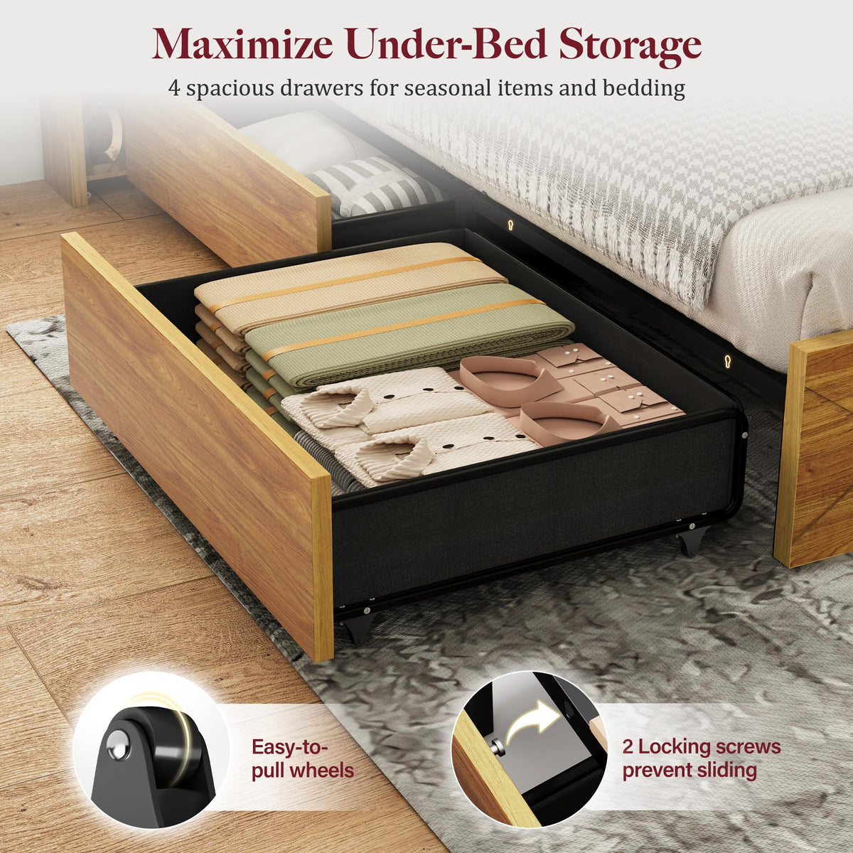 Queen Bed Frame with 4 Drawers L726