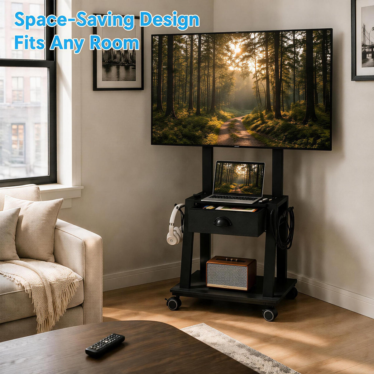 23-60 Inch Mobile TV Stand with Drawer G761